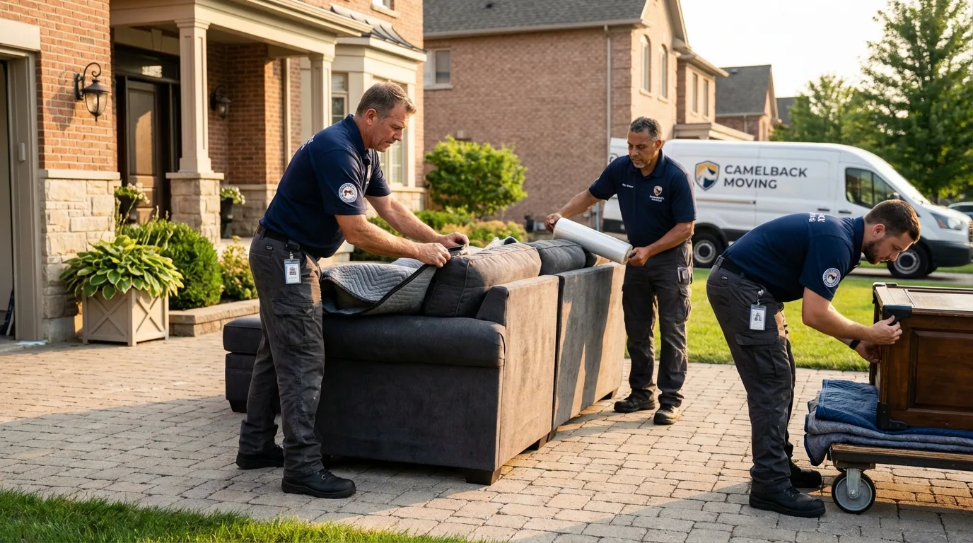 Large estate moving crew wrapping furniture in Locust Grove, OK